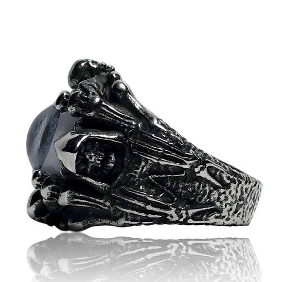 Mechanical Robotic Grim Reaper Gray Evil Eye Ring - Picture 3 of 3